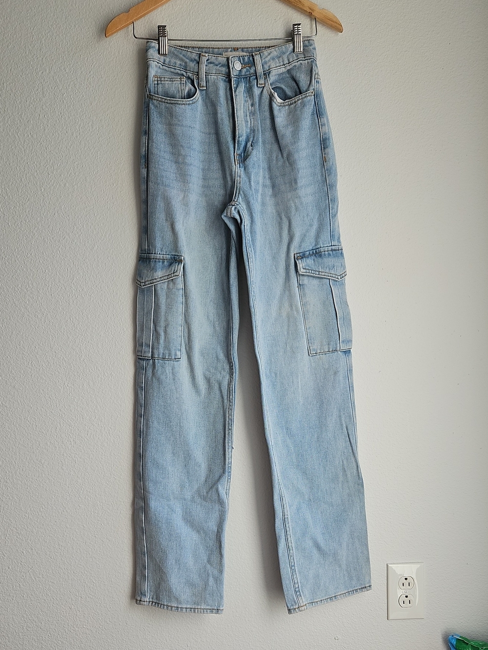 Pacsun Women's Light Blue Cargo Jeans 90's Boyfriend Size 24